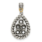 Sterling Silver Antiqued w/14k 5-stone w/Diamond Mother's Pendant