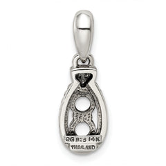 Sterling Silver Antiqued w/14k 2-stone w/Diamond Mother's Pendant