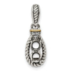 Sterling Silver Antiqued w/14k 2-stone w/Diamond Mothers Pendant Semi-Mount