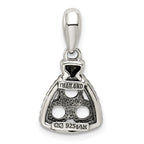 Sterling Silver Antiqued w/14k 3-stone w/Diamond Mother's Pendant