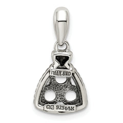 Sterling Silver Antiqued w/14k 3-stone w/Diamond Mother's Pendant