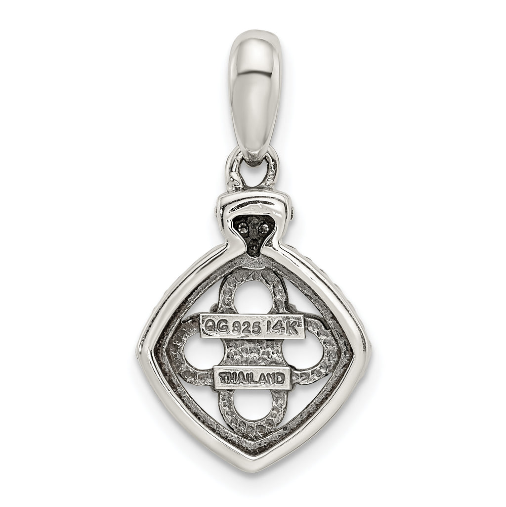 Sterling Silver Antiqued w/14k 4-stone w/Diamond Mothers Pendant Semi-Mount