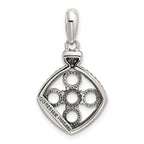 Sterling Silver Antiqued w/14k 5-stone w/Diamond Mothers Pendant Semi-Mount