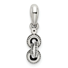Sterling Silver Antiqued w/14k 2-stone w/Diamond Mother's Pendant