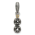 Sterling Silver Antiqued w/14k 2-stone w/Diamond Mother's Pendant
