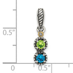 Sterling Silver Antiqued w/14k 2-stone w/Diamond Mother's Pendant