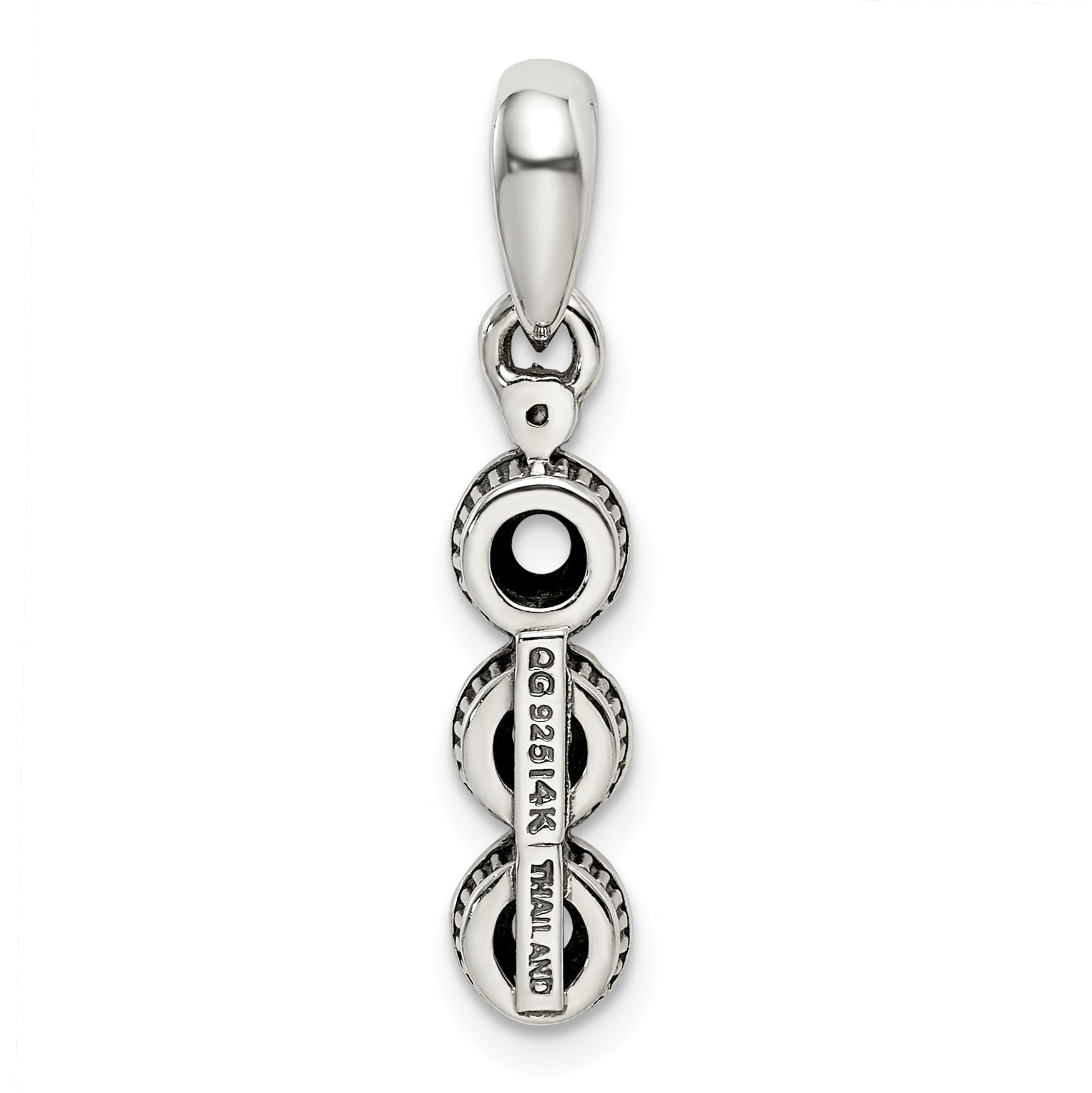 Sterling Silver Antiqued w/14k 3-stone w/Diamond Mother's Pendant