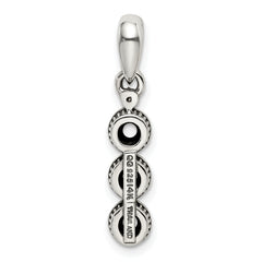 Sterling Silver Antiqued w/14k 3-stone w/Diamond Mother's Pendant