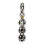 Sterling Silver Antiqued w/14k 3-stone w/Diamond Mother's Pendant