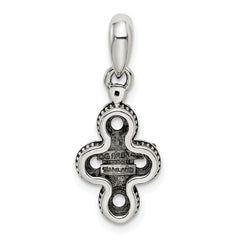 Sterling Silver Antiqued w/14k 4-stone w/Diamond Mother's Pendant