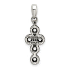 Sterling Silver Antiqued w/14k 5-stone w/Diamond Mother's Pendant