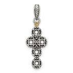 Sterling Silver Antiqued w/14k 5-stone w/Diamond Mother's Pendant