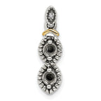 Sterling Silver Antiqued w/14k 2-stone w/Diamond Mother's Pendant