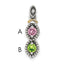 Sterling Silver Antiqued w/14k 2-stone w/Diamond Mother's Pendant