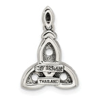 Sterling Silver Antiqued w/14k 3-stone w/Diamond Mother's Pendant