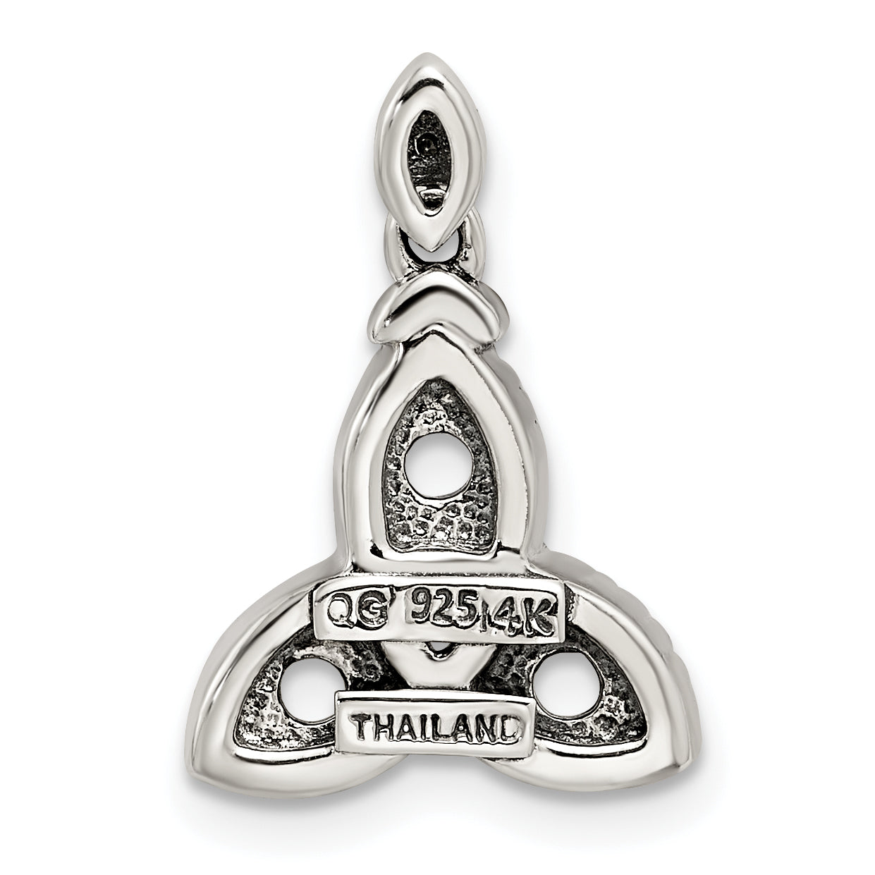 Sterling Silver Antiqued w/14k 3-stone w/Diamond Mother's Pendant