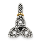 Sterling Silver Antiqued w/14k 3-stone w/Diamond Mother's Pendant