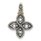 Sterling Silver Antiqued w/14k 4-stone w/Diamond Mother's Pendant