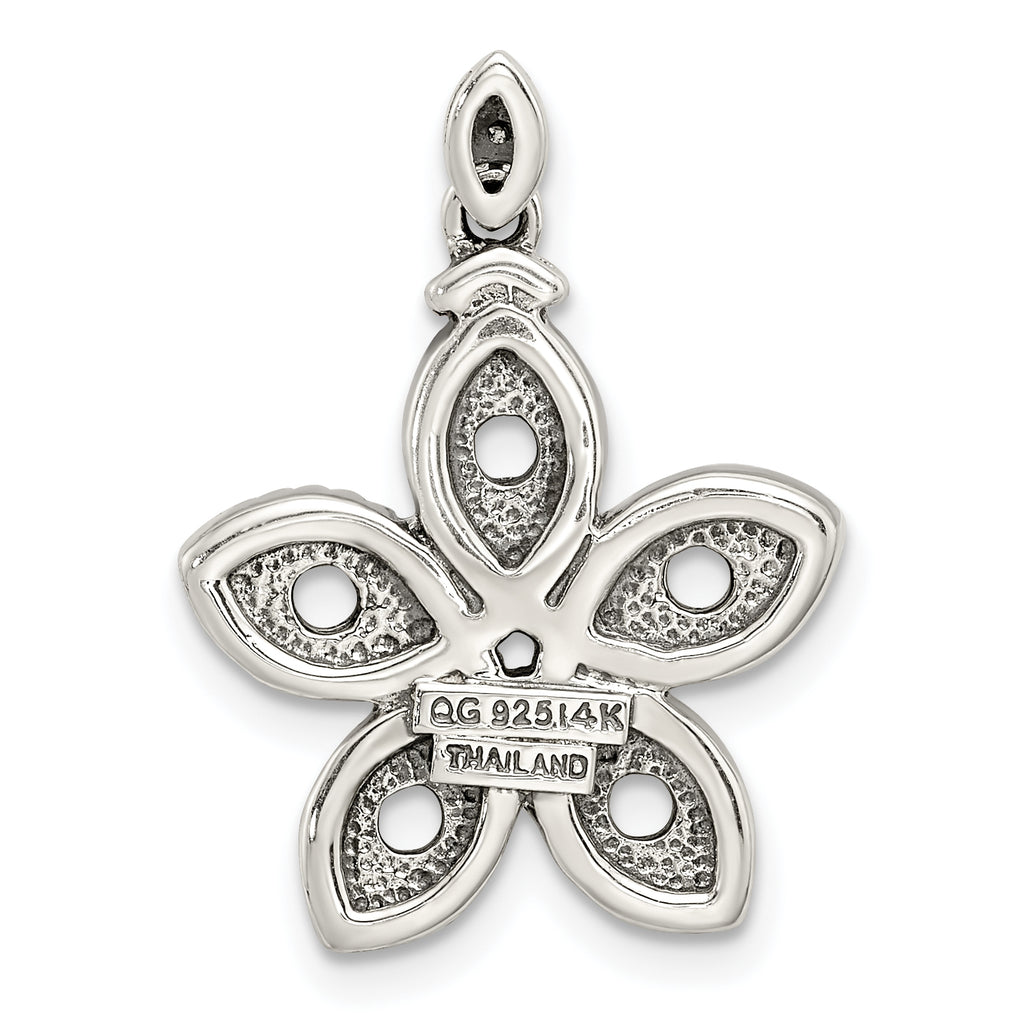 Sterling Silver Antiqued w/14k 5-stone w/Diamond Mother's Pendant