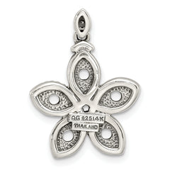 Sterling Silver Antiqued w/14k 5-stone w/Diamond Mother's Pendant