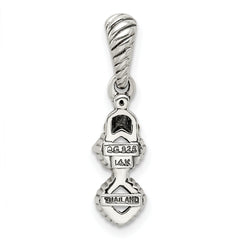 Sterling Silver Antiqued w/14k 2-stone w/Diamond Mother's Pendant