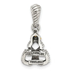 Sterling Silver Antiqued w/14k 3-stone w/Diamond Mothers Pendant Semi-Mount
