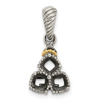 Sterling Silver Antiqued w/14k 3-stone w/Diamond Mothers Pendant Semi-Mount