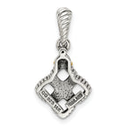 Sterling Silver Antiqued w/14k 4-stone w/Diamond Mother's Pendant