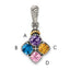 Sterling Silver Antiqued w/14k 4-stone w/Diamond Mothers Pendant Semi-Mount