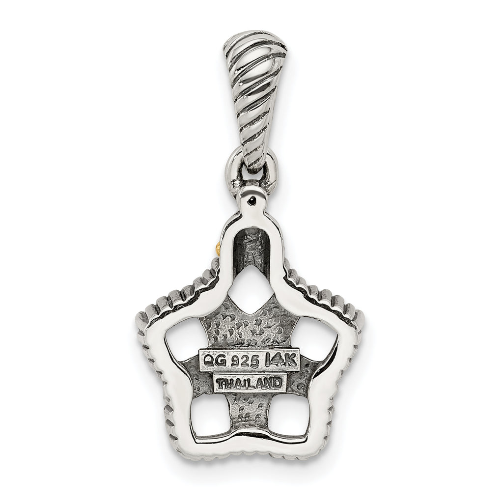 Sterling Silver Antiqued w/14k 5-stone w/Diamond Mothers Pendant Semi-Mount