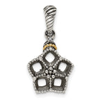 Sterling Silver Antiqued w/14k 5-stone w/Diamond Mother's Pendant