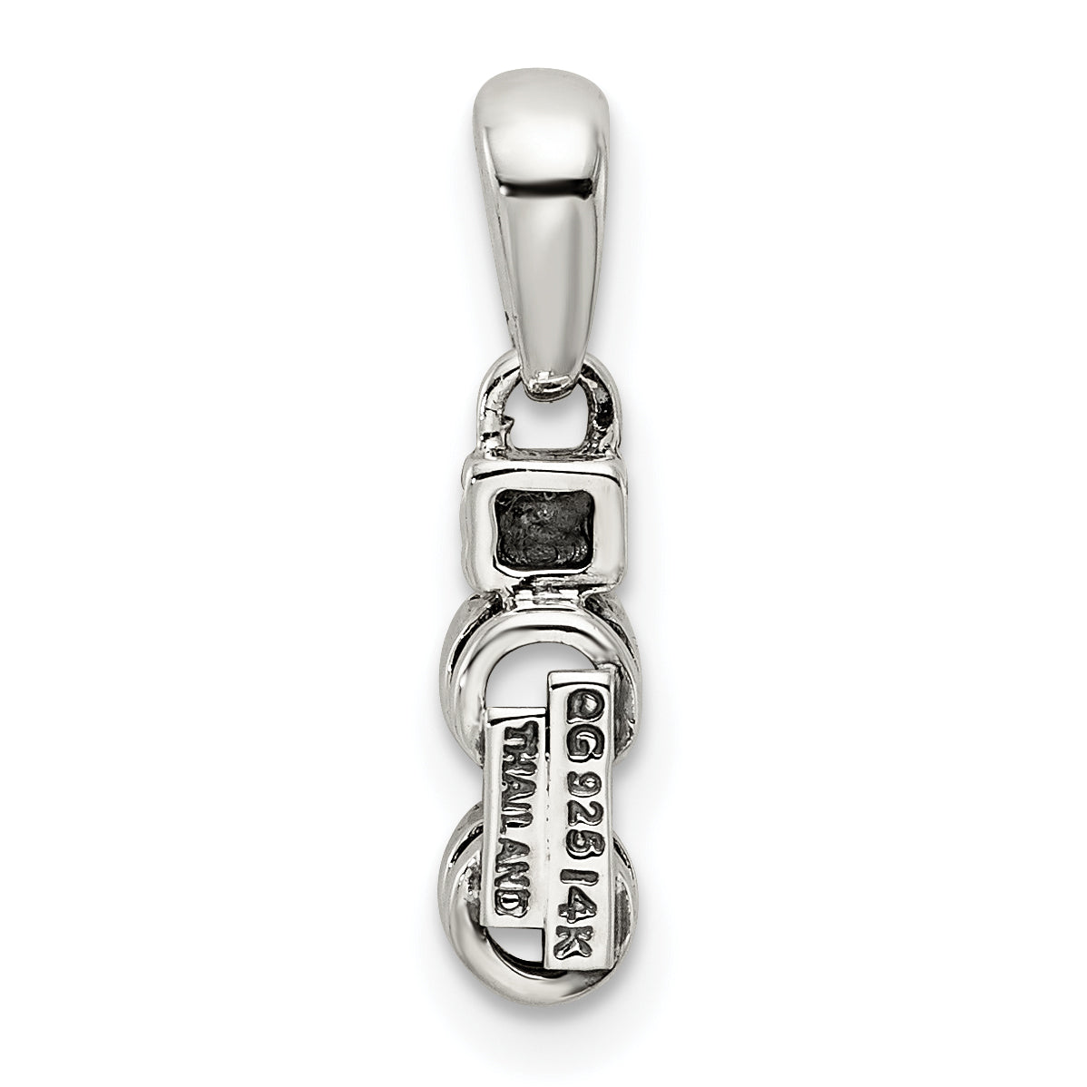 Sterling Silver Antiqued w/14k 2-stone w/Diamond Mother's Pendant