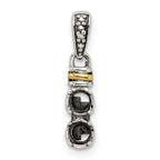 Sterling Silver Antiqued w/14k 2-stone w/Diamond Mother's Pendant