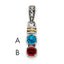 Sterling Silver Antiqued w/14k 2-stone w/Diamond Mother's Pendant