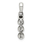 Sterling Silver Antiqued w/14k 3-stone w/Diamond Mother's Pendant