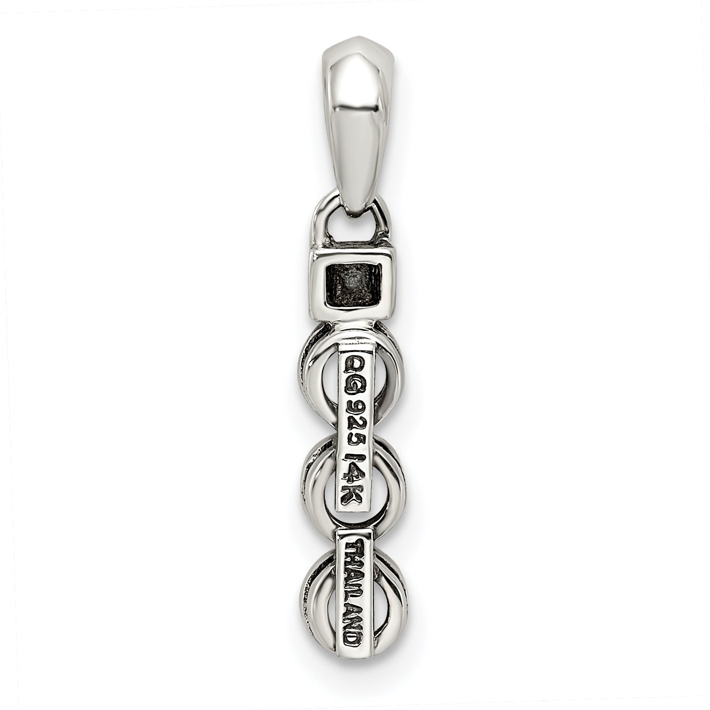 Sterling Silver Antiqued w/14k 3-stone w/Diamond Mother's Pendant