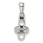 Sterling Silver Antiqued w/14k 4-stone w/Diamond Mother's Pendant