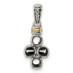 Sterling Silver Antiqued w/14k 4-stone w/Diamond Mother's Pendant