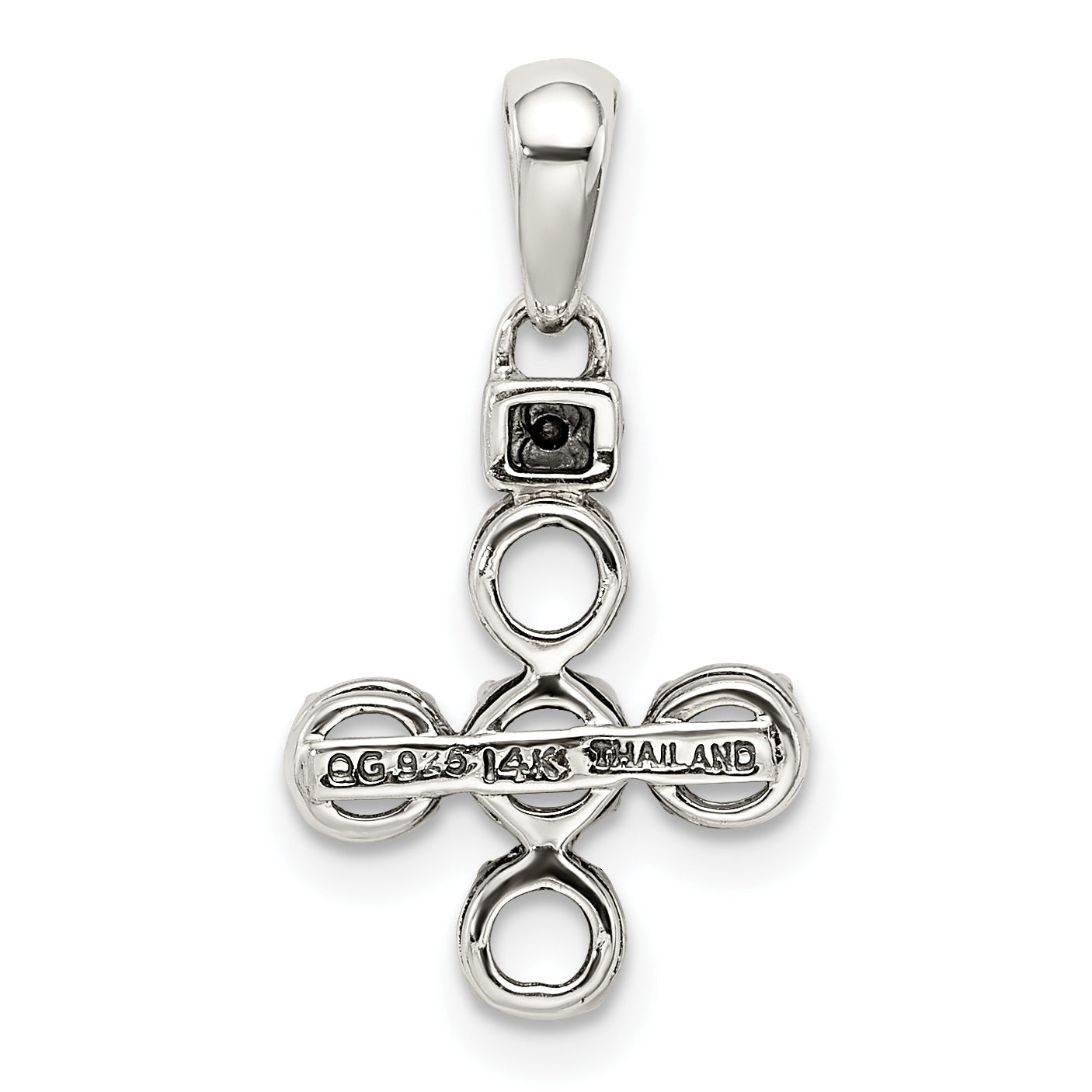 Sterling Silver Antiqued w/14k 5-stone w/Diamond Mother's Pendant