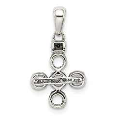 Sterling Silver Antiqued w/14k 5-stone w/Diamond Mother's Pendant