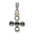 Sterling Silver Antiqued w/14k 5-stone w/Diamond Mother's Pendant