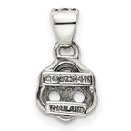 Sterling Silver Antiqued w/14k 3-stone w/Diamond Mother's Pendant