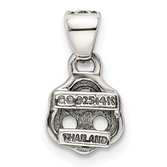 Sterling Silver Antiqued w/14k 3-stone w/Diamond Mother's Pendant