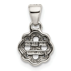 Sterling Silver Antiqued w/14k 4-stone w/Diamond Mother's Pendant