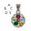 Sterling Silver Antiqued w/14k 5-stone w/Diamond Mother's Pendant