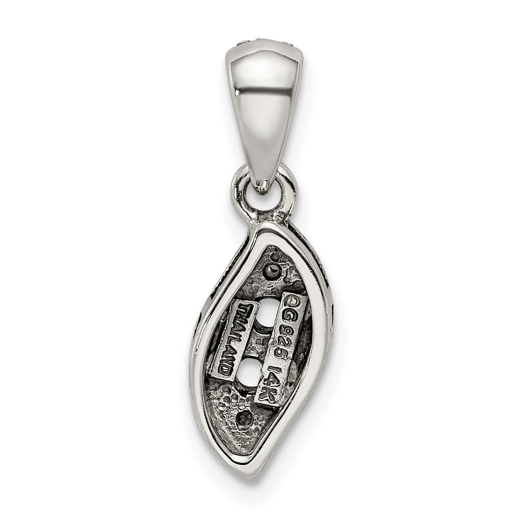 Sterling Silver Antiqued w/14k 2-stone w/Diamond Mothers Pendant Semi-Mount