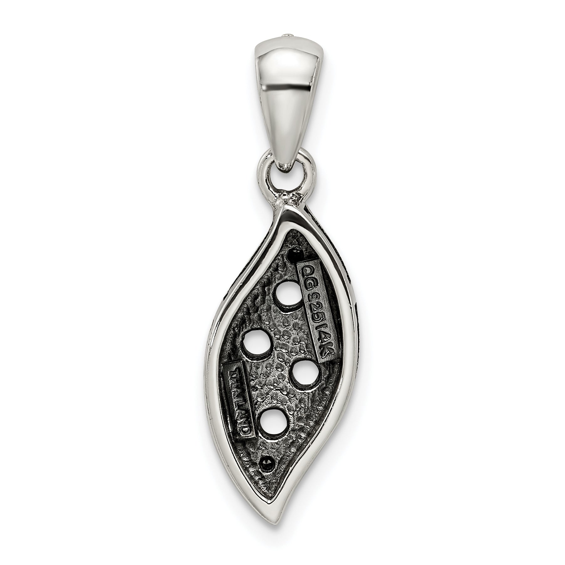 Sterling Silver Antiqued w/14k 4-stone w/Diamond Mothers Pendant Semi-Mount
