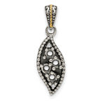 Sterling Silver Antiqued w/14k 4-stone w/Diamond Mothers Pendant Semi-Mount