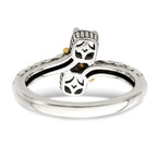 Sterling Silver Antiqued w/14k 2-stone Mother's Ring Mounting (No Stone Included)