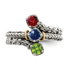 Sterling Silver Antiqued w/14k 3-stone Mother's Ring Mounting (No Stone Included)